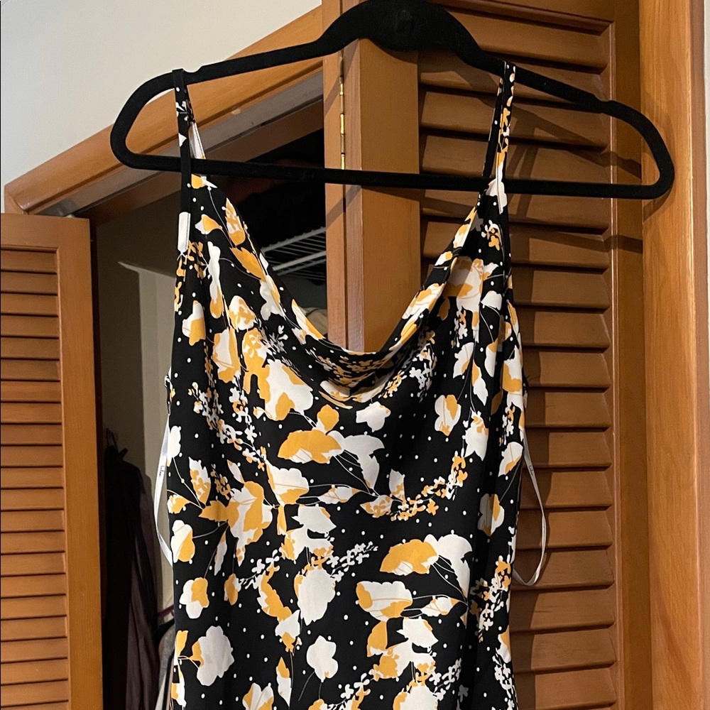 Floral cowl neck mini dress